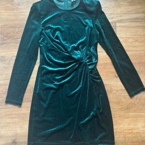 Holiday Green Velvet Mini-Dress